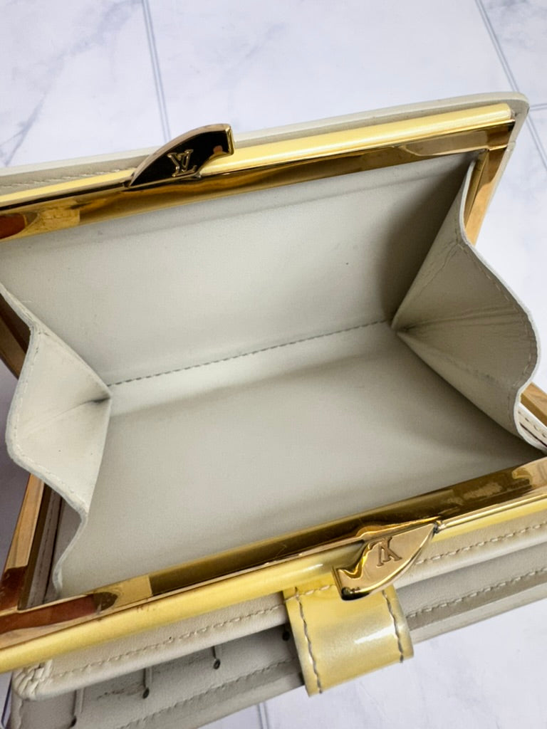 Louis Vuitton Yellow Vernis Leather French Purse Compact Wallet