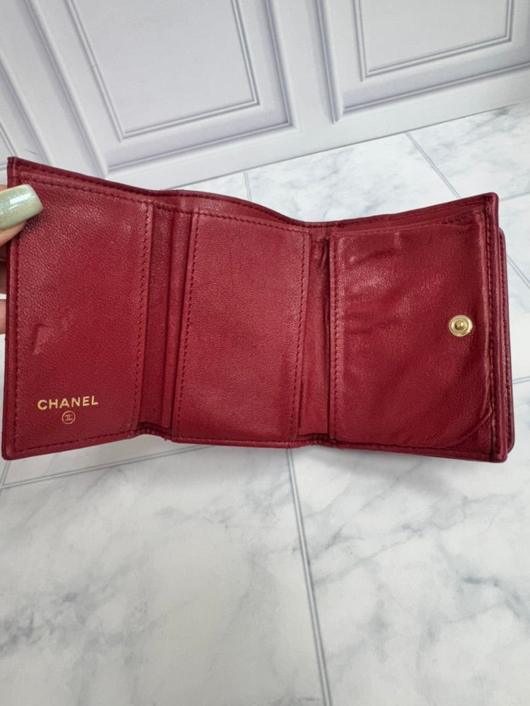 Chanel Rose Diamond Quilted Leather Mademoiselle Compact Wallet