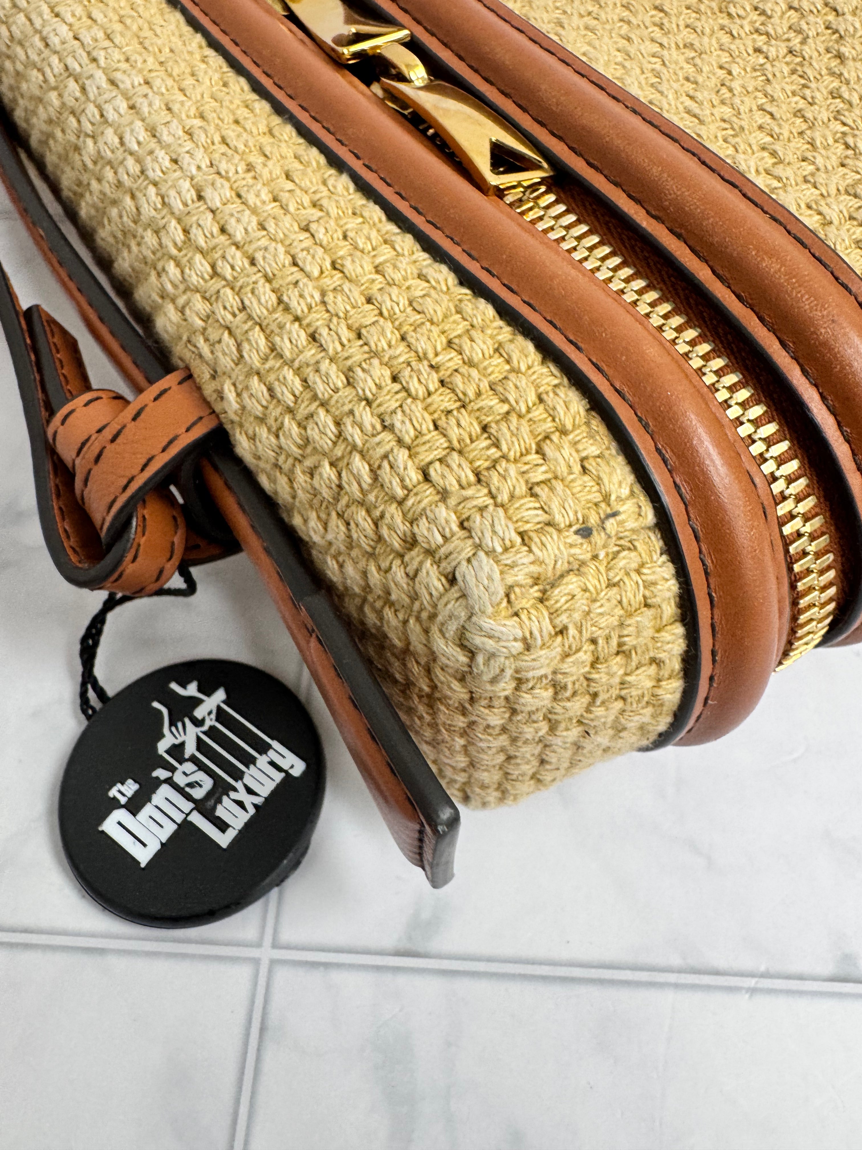 *DONS DROP* Bottega Veneta Brown Woven Jute Bang Bang Vanity Case Crossbody