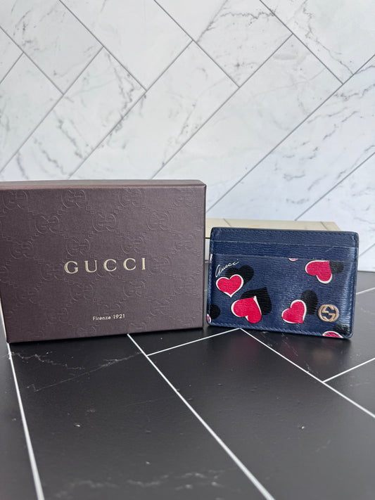 Gucci Navy Hearts Cardholder