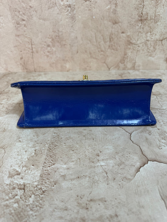 Chanel Blue Patent Quilted Leather Triangle Bag