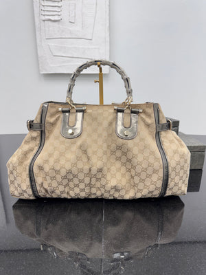 Gucci GG Canvas Pop Bamboo Large Tote Bag