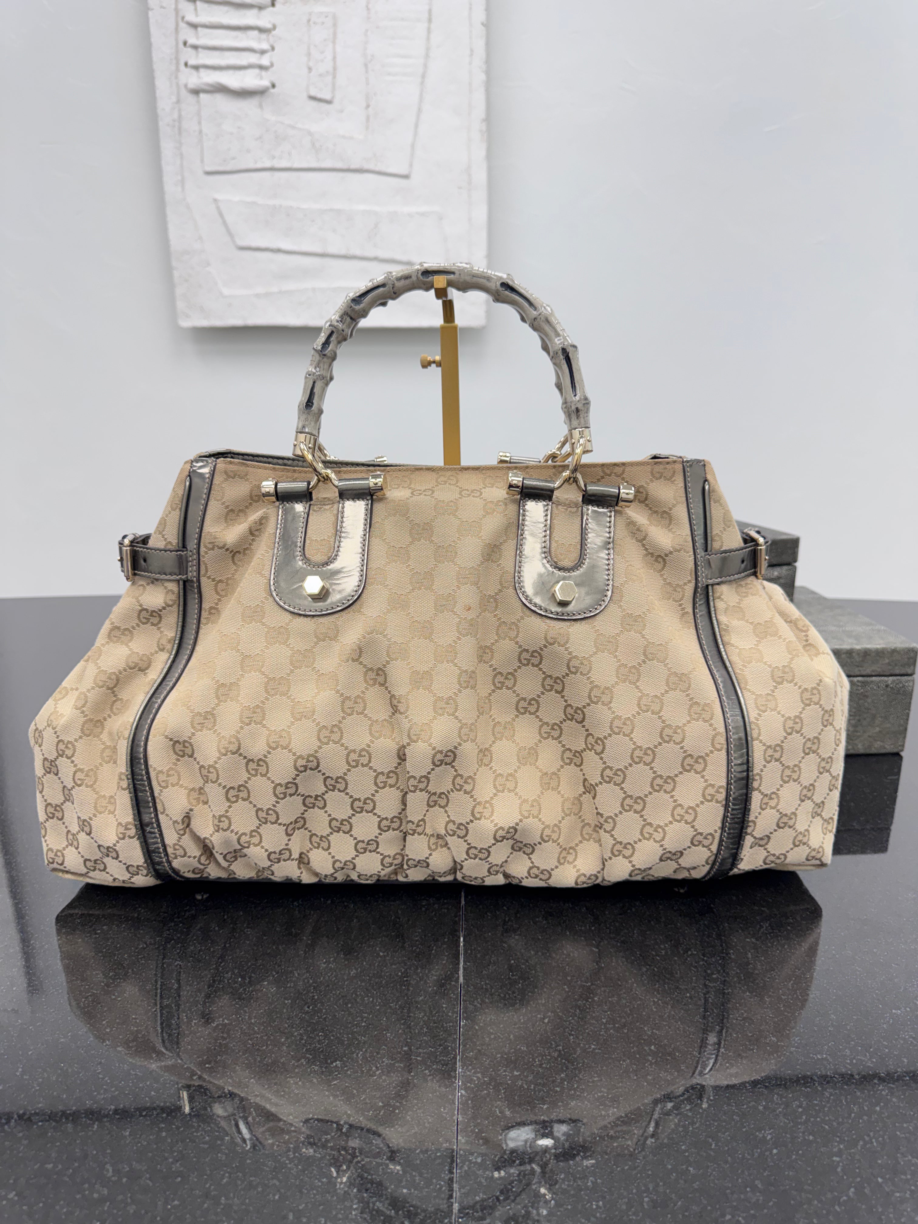 Gucci GG Canvas Pop Bamboo Large Tote Bag