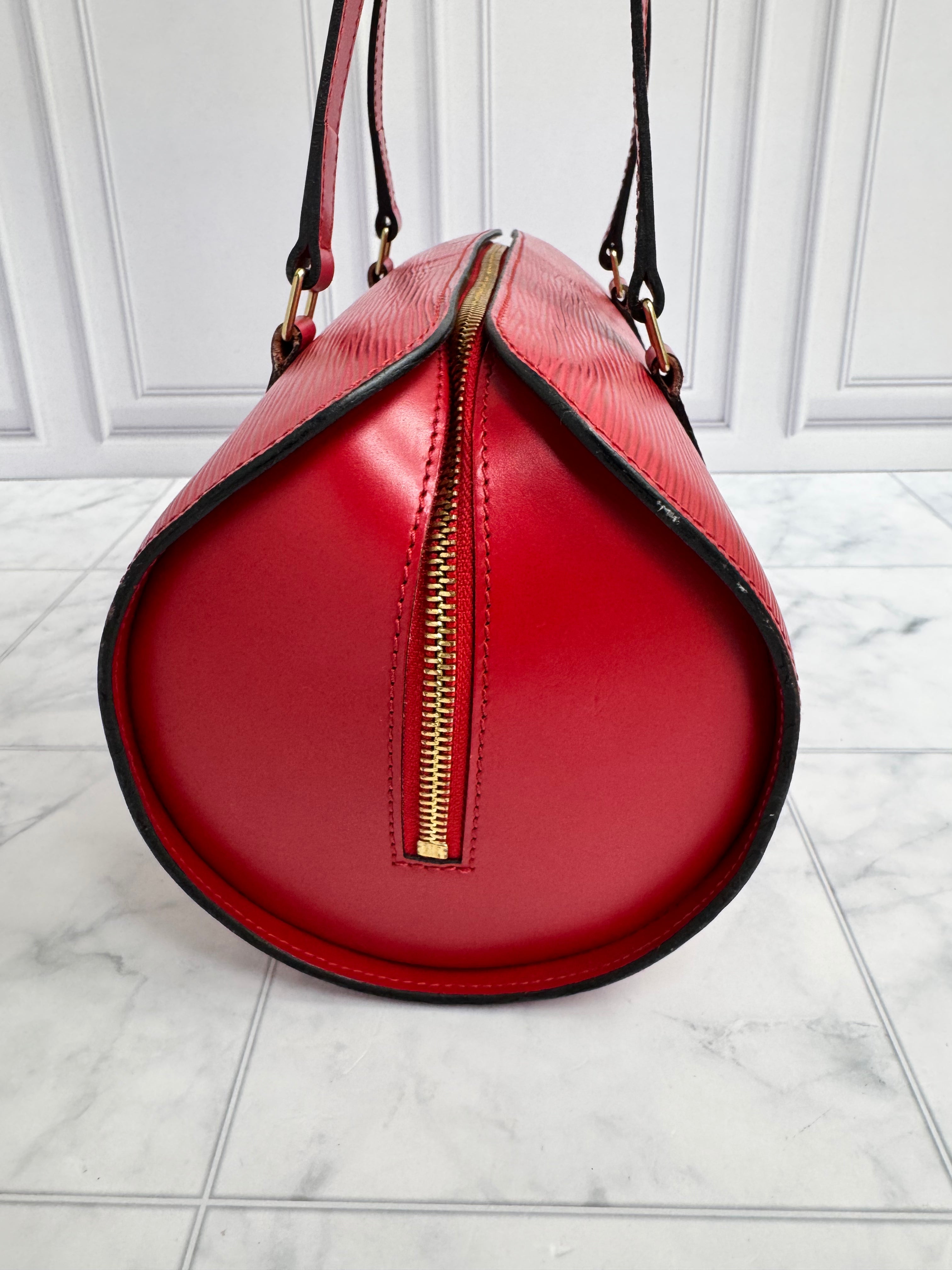 Louis Vuitton Red Epi Soufflot Handbag