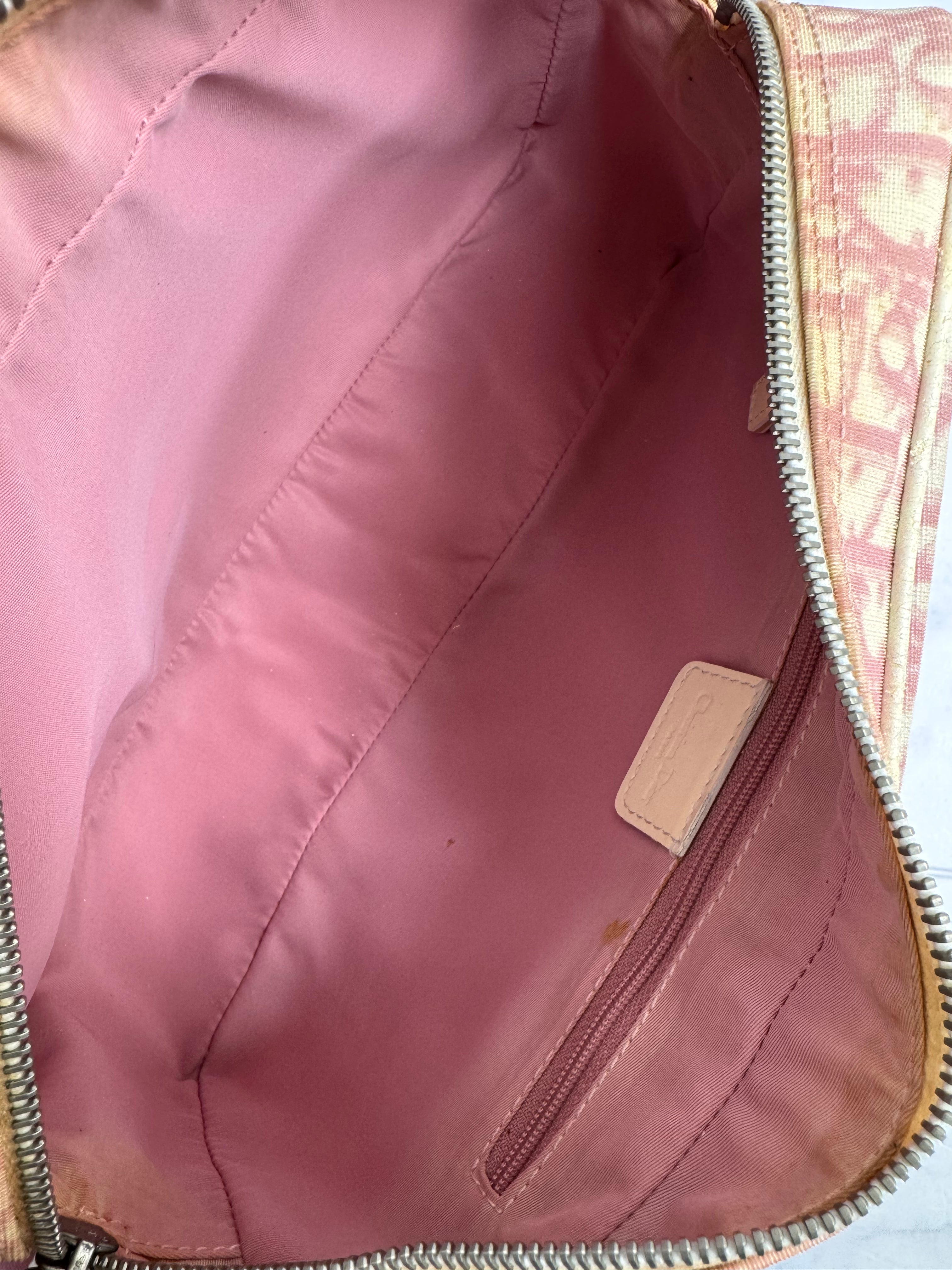 Christian Dior Pink And Beige Canvas Pink Trotter No. 1 Messenger Bag