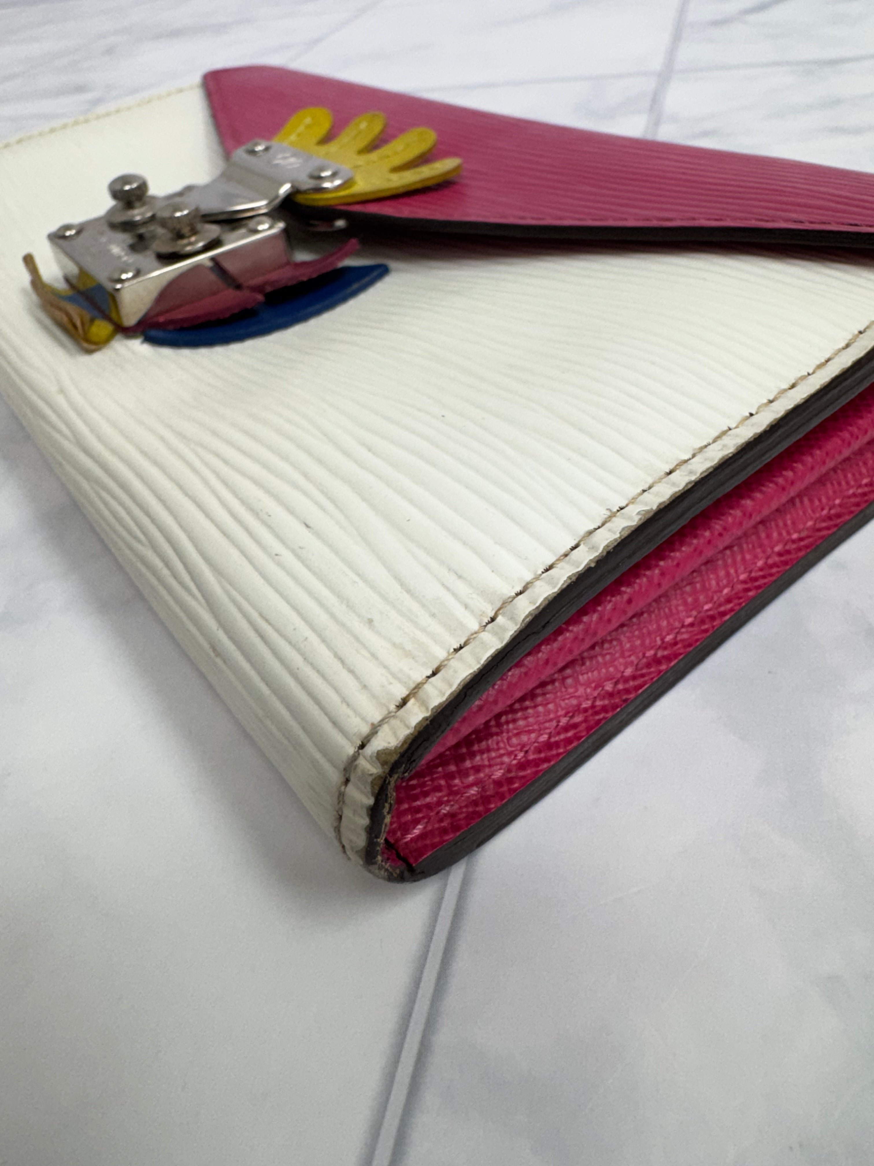 Louis Vuitton Pink And White Epi Leather Tribal Mask Long Wallet