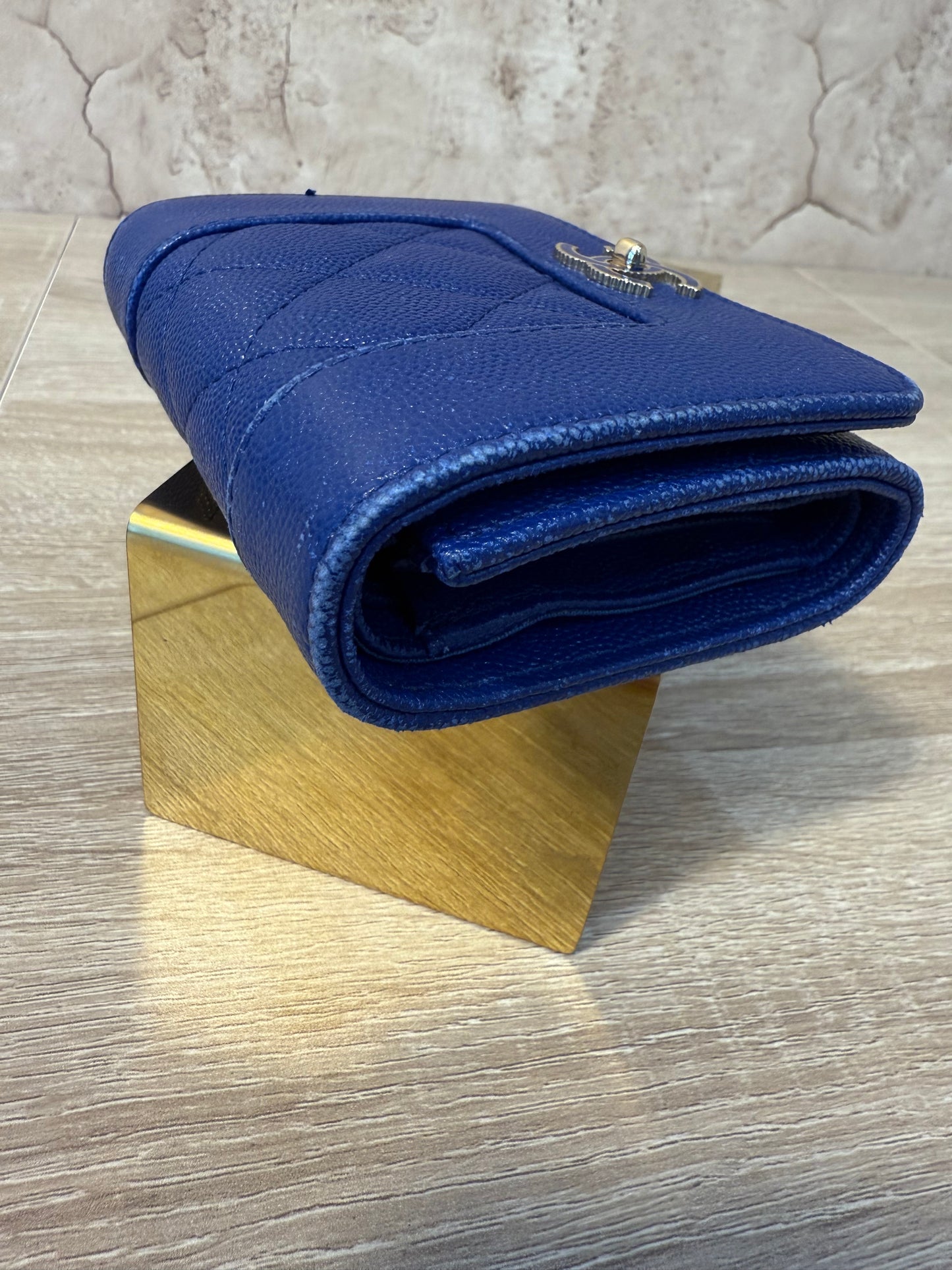 Chanel Royal Blue Caviar Compact Wallet