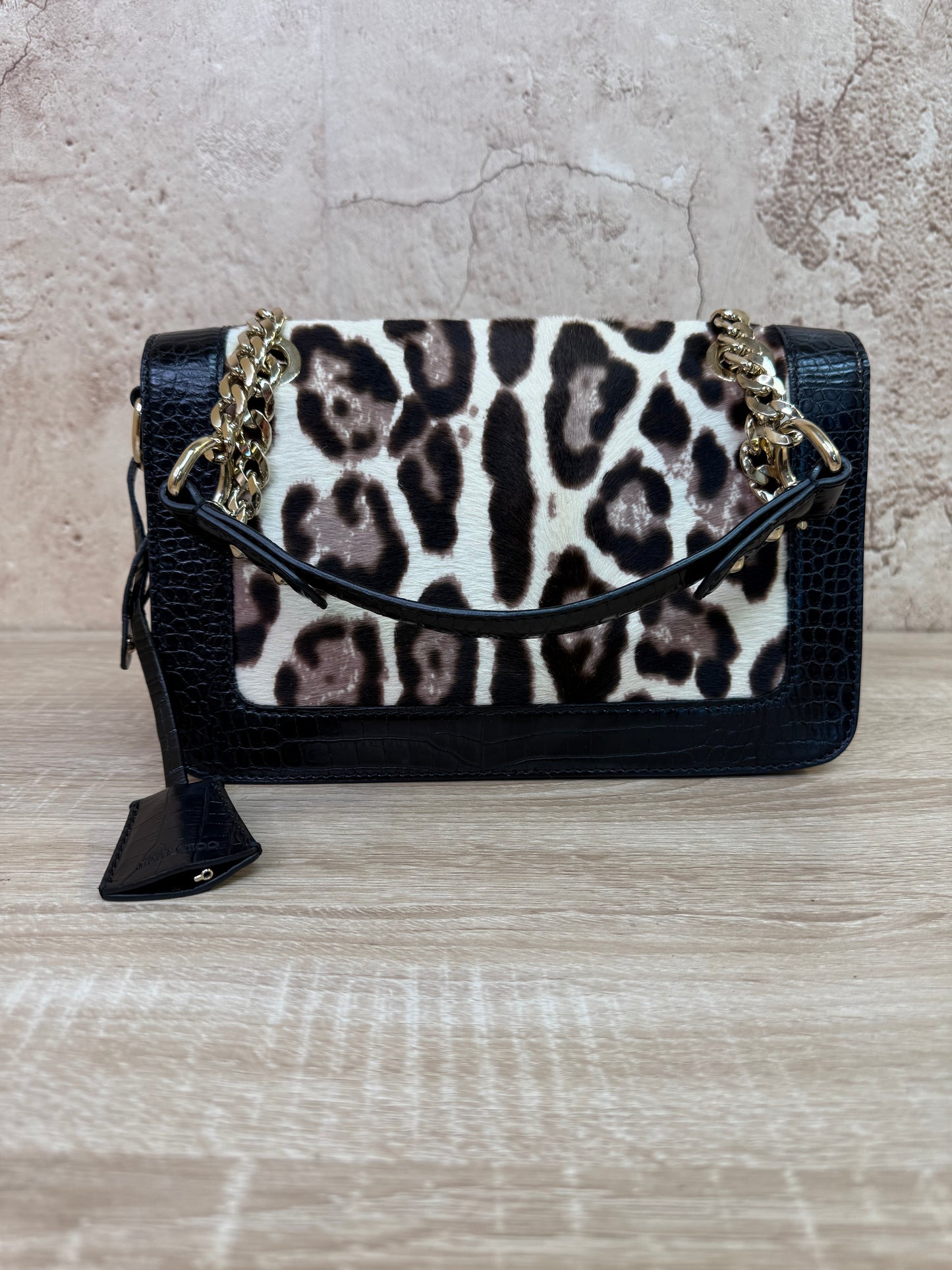 Jimmy Choo White Leopard Print Gwen Bag