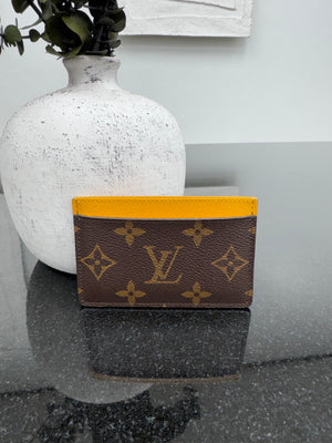 LIKE NEW - Louis Vuitton Monogram & Yellow Card Holder