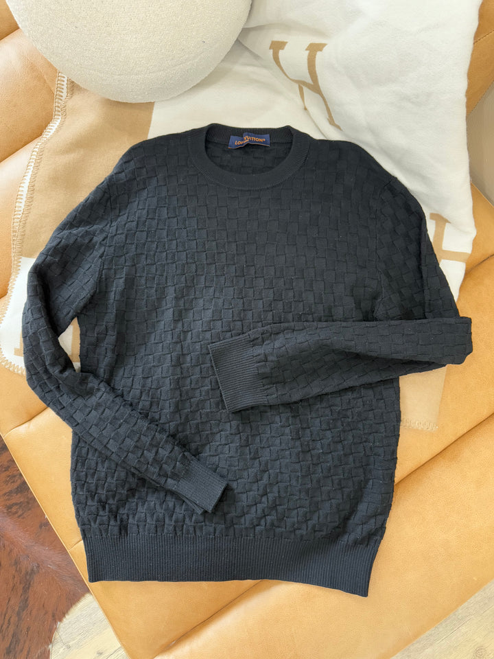 Louis Vuitton Black Damier Signature Crewneck Size Large