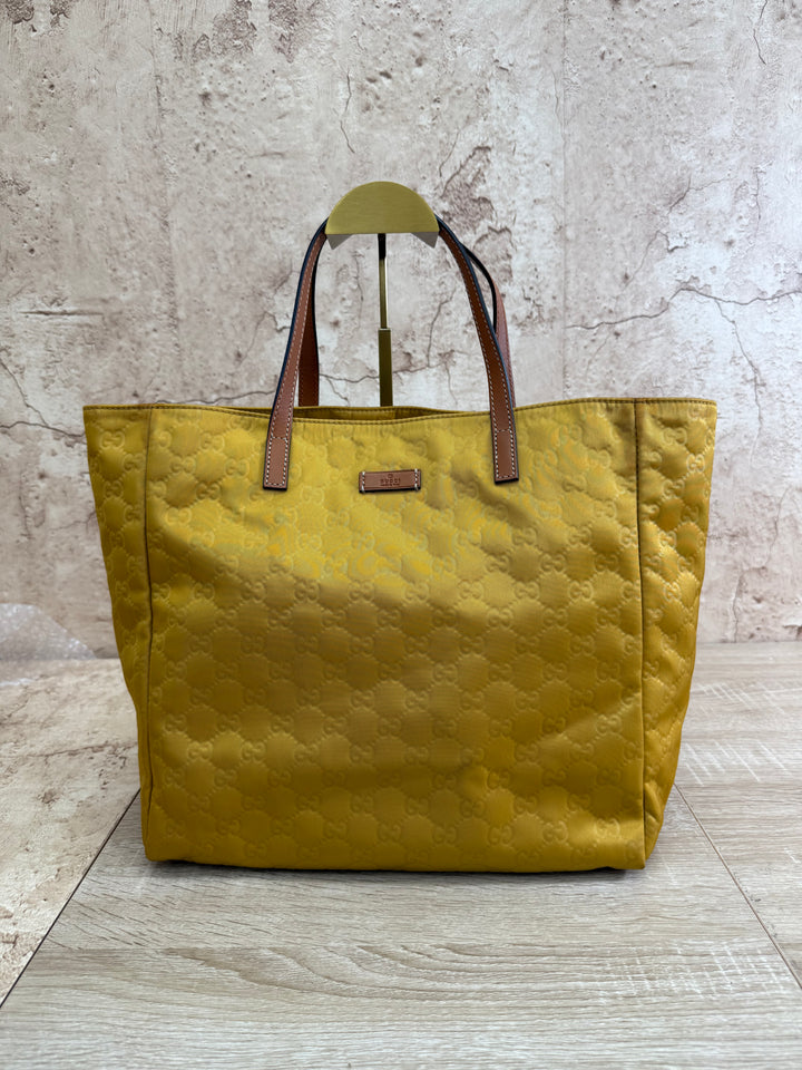 Gucci GG Mustard Yellow Canvas Tote Bag