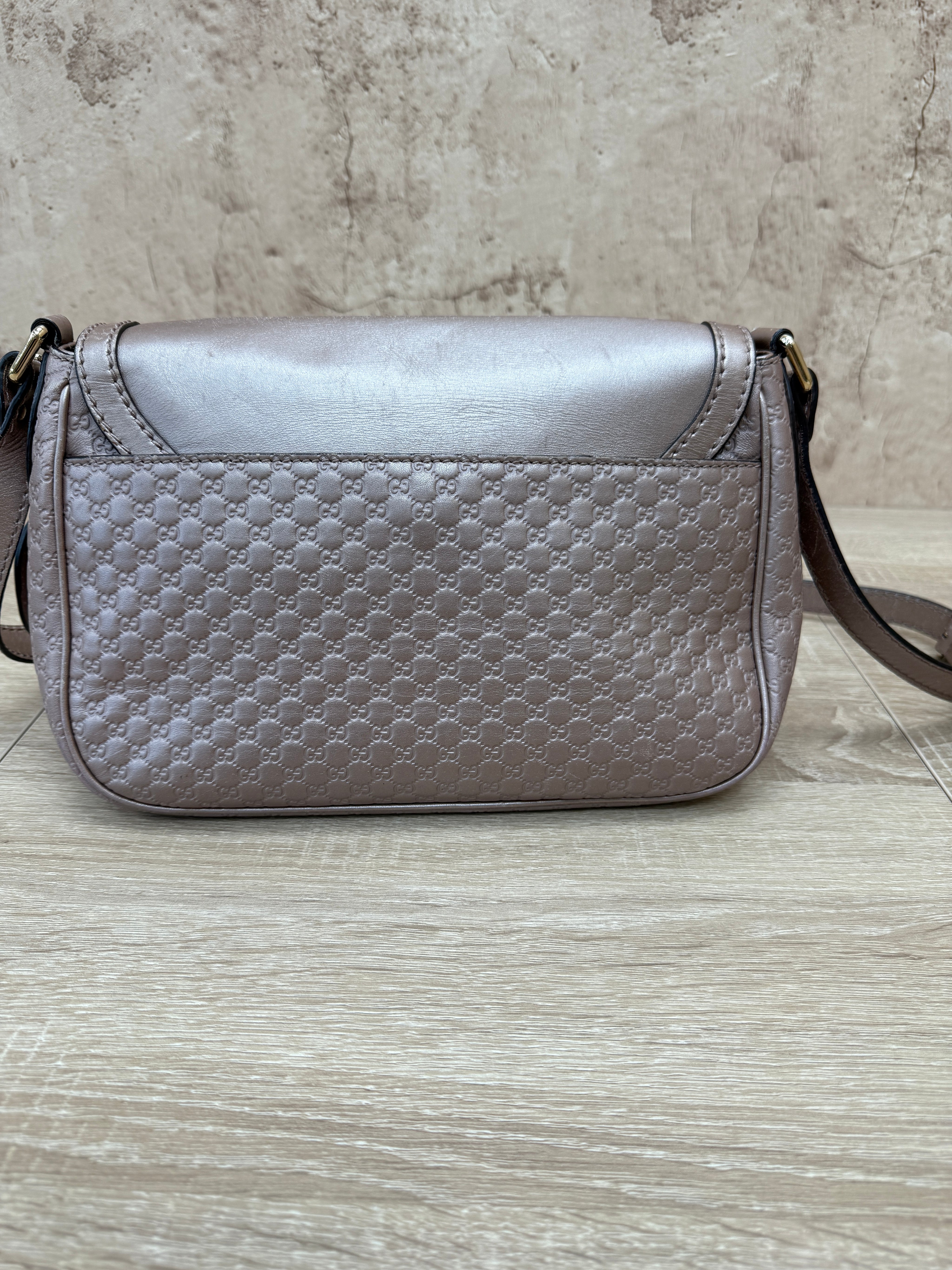 Gucci Metallic Pink Microguccissima Sukey Crossbody Bag