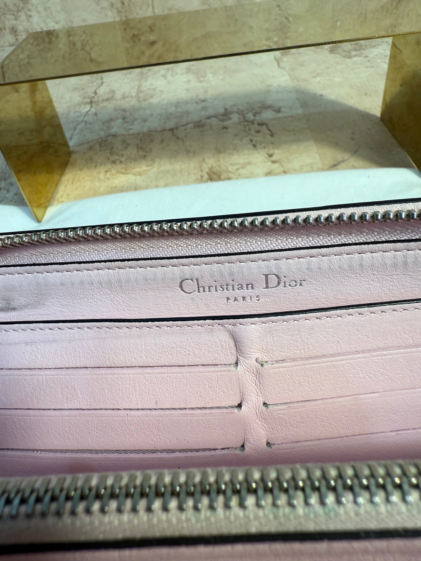 Christian Dior Black Calfskin Leather Zippy Wallet