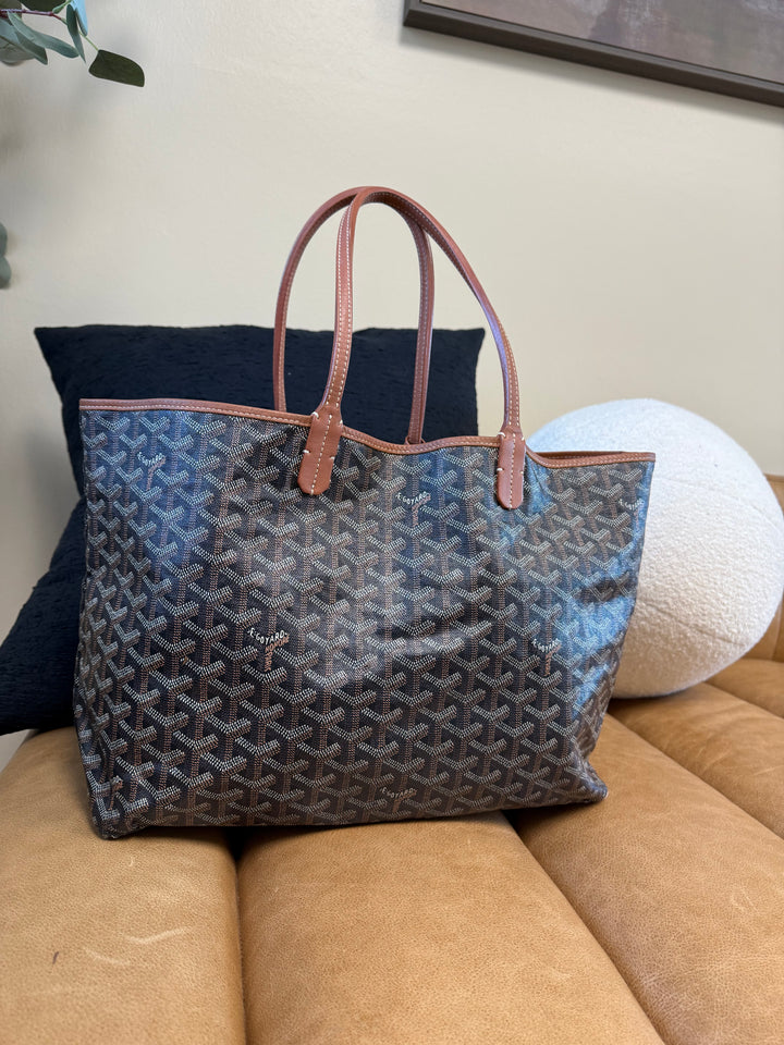 Goyard Black & Brown Goyardine Leather Saint Louis PM Tote