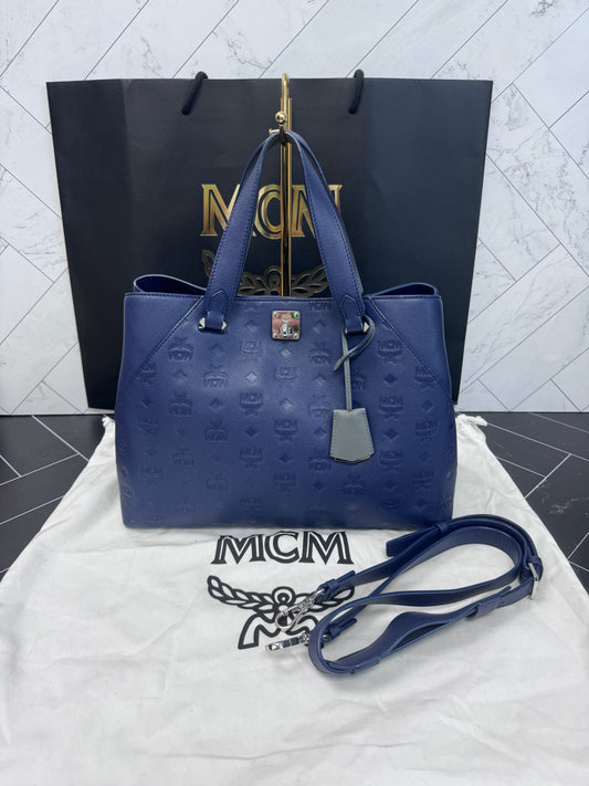 MCM Navy Blue Large 2way Tote Bag