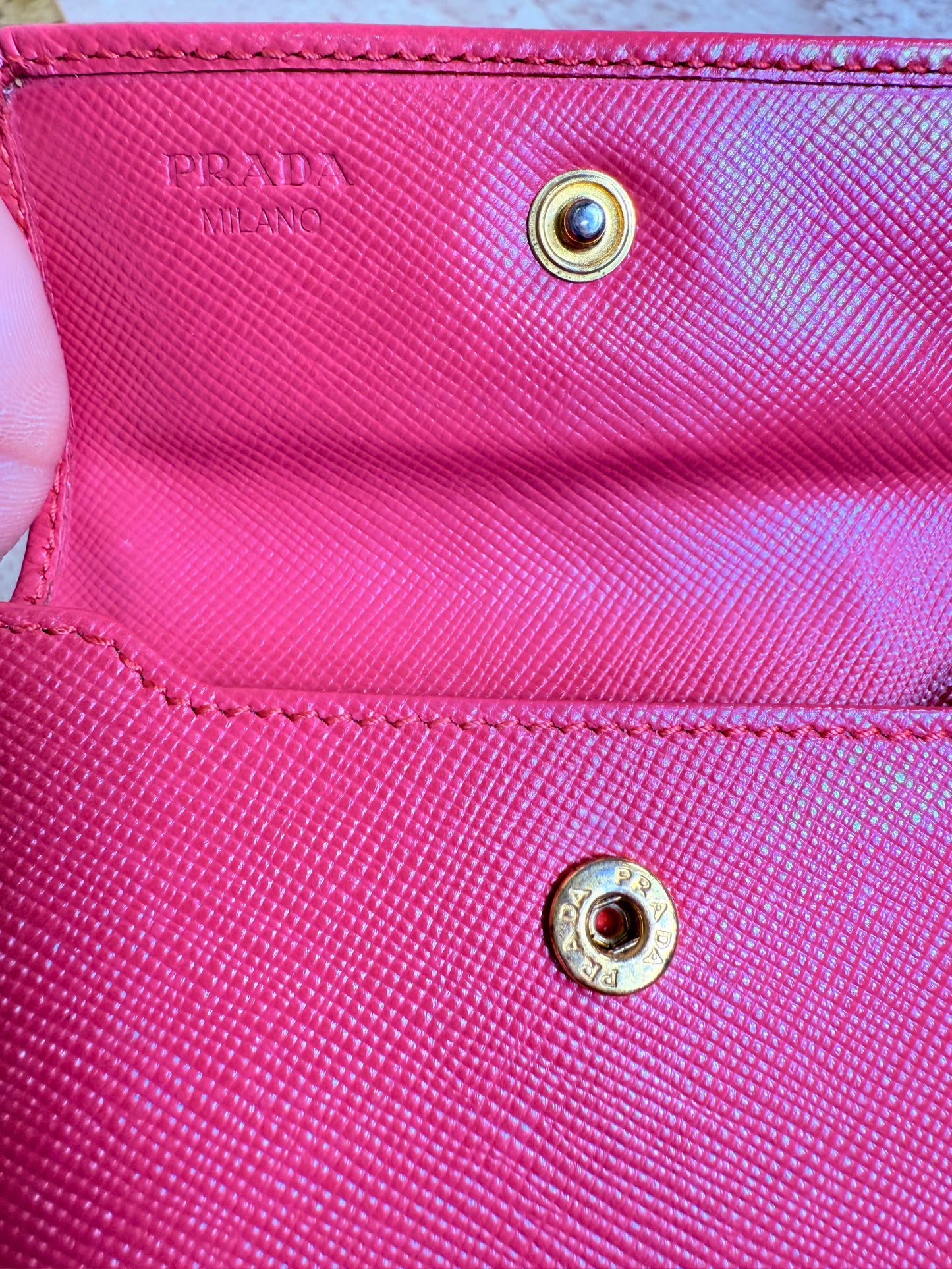 Prada Pink Saffiano Card Case