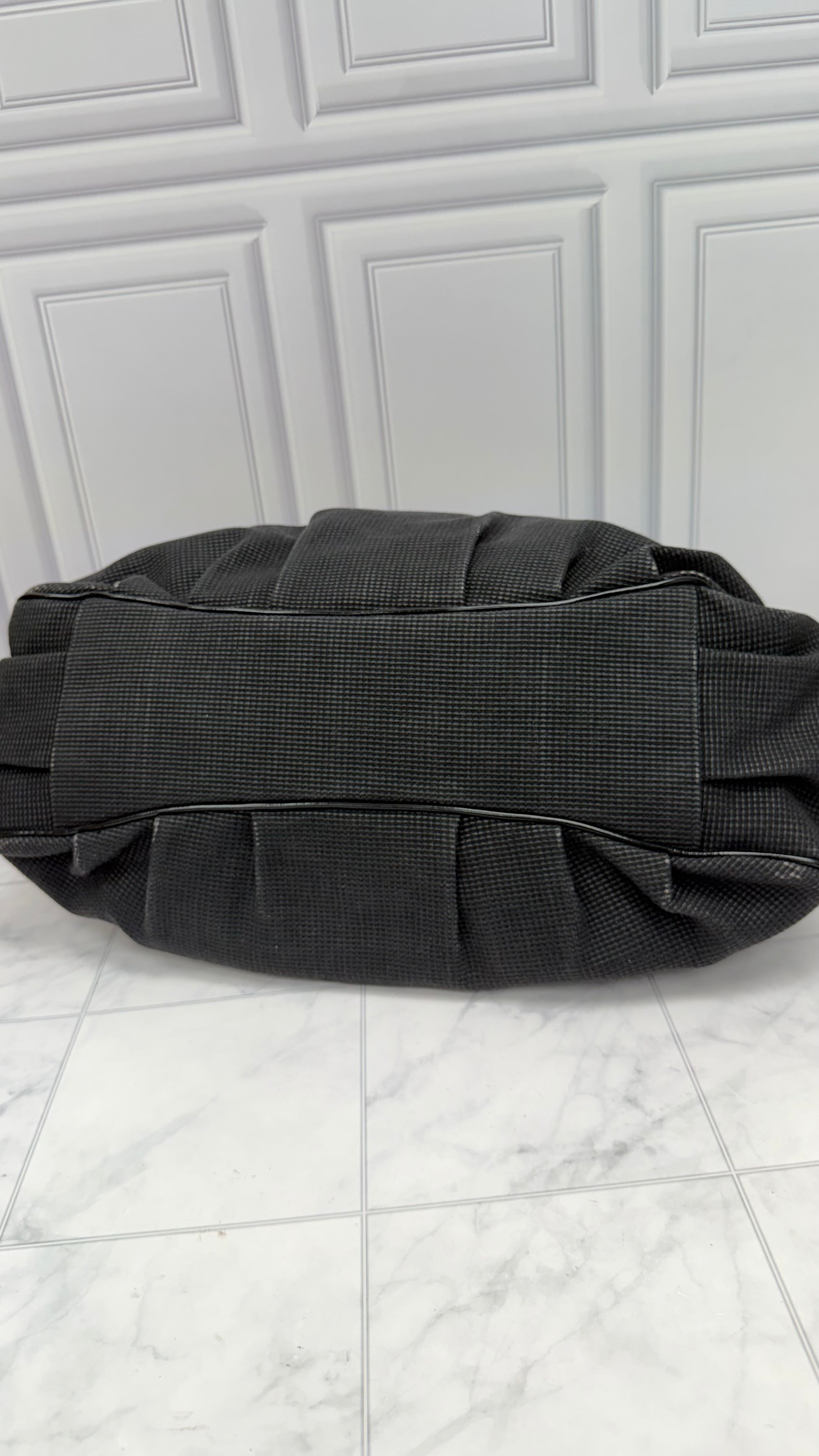 Fendi Black Textured Canvas Mia Chain Shoulder Bag