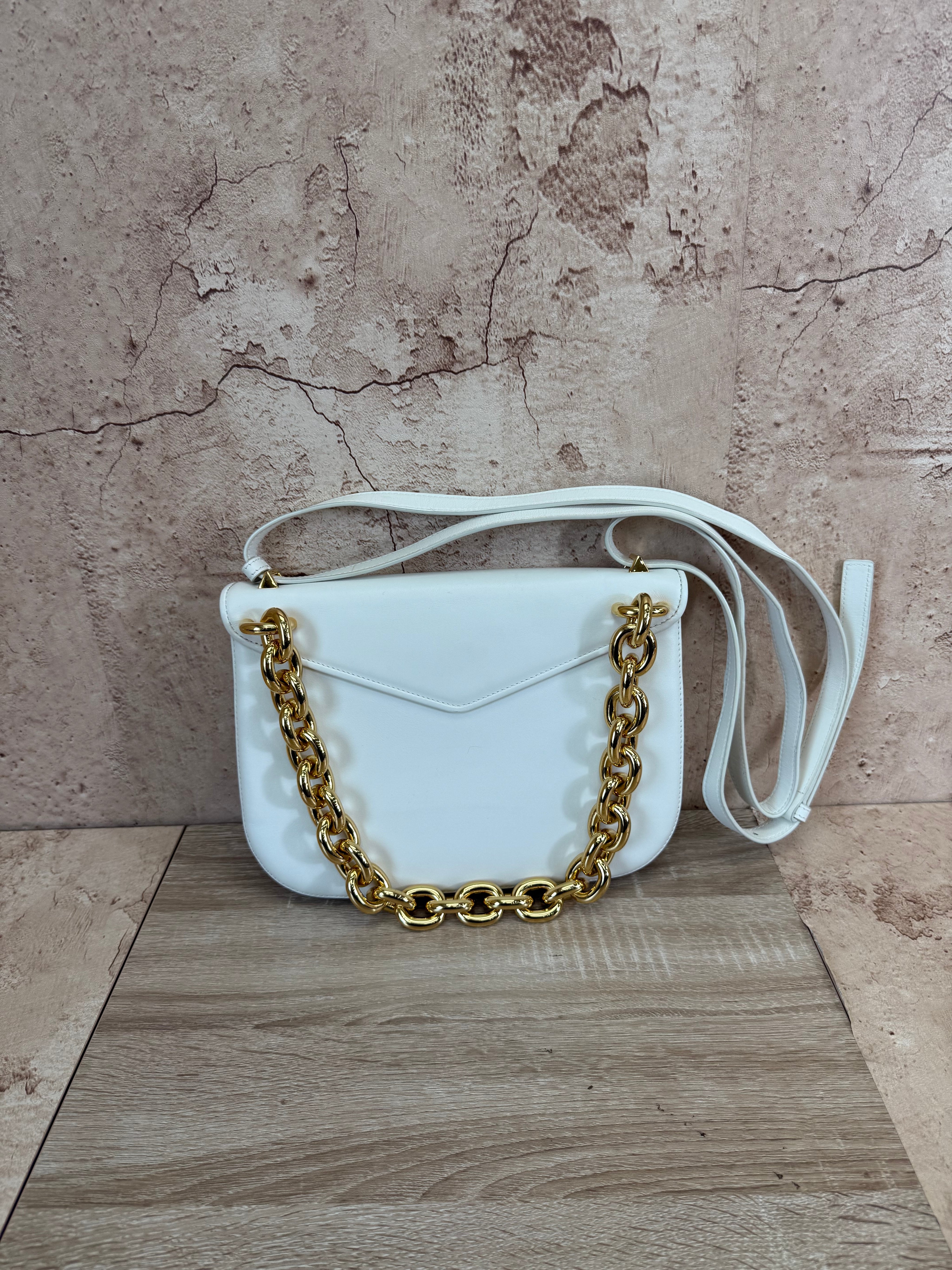 Bottega Veneta White Leather Mount Shoulder Bag