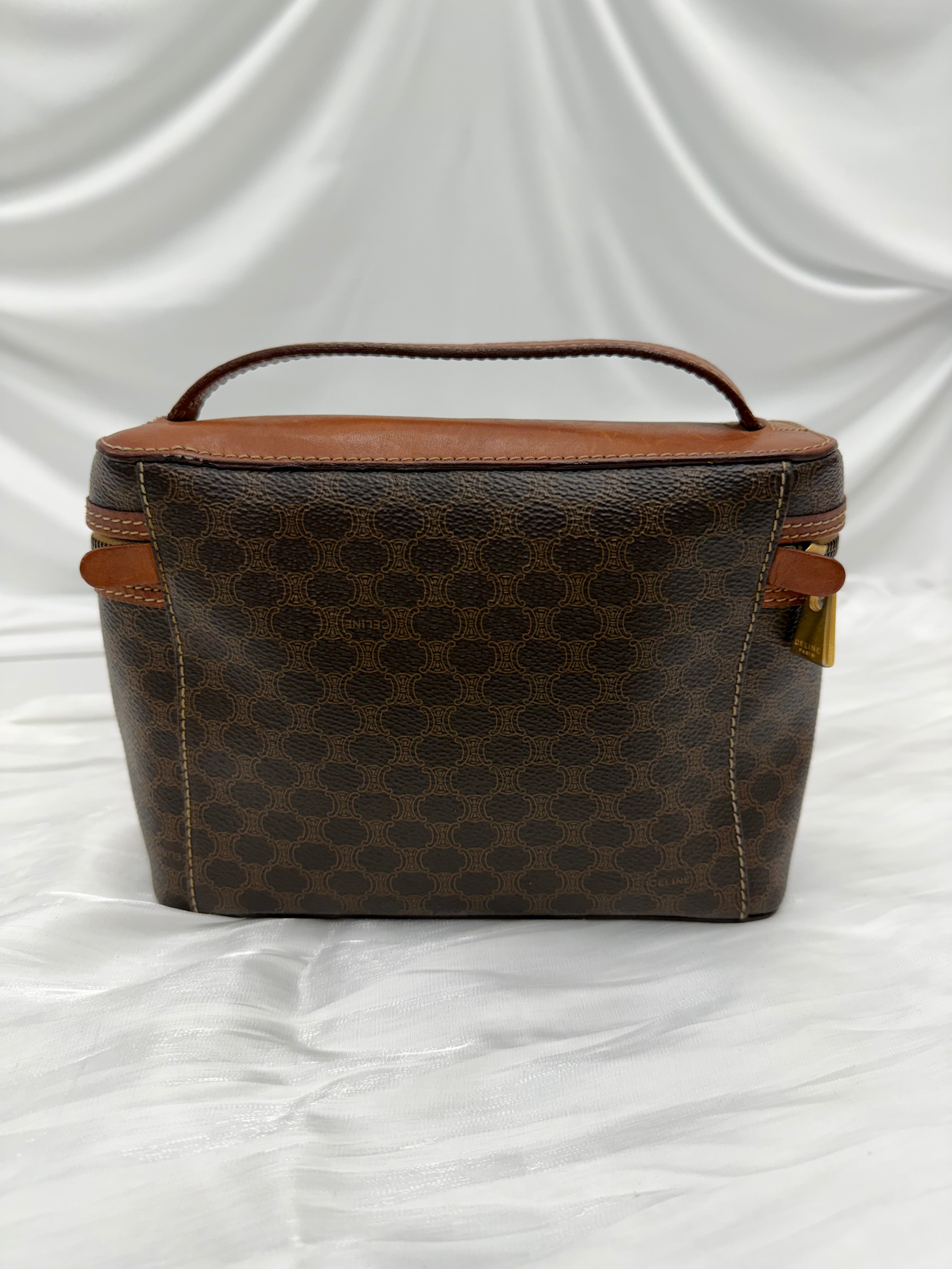 Celine Vintage Macadam Coated Canvas Vanity Bag