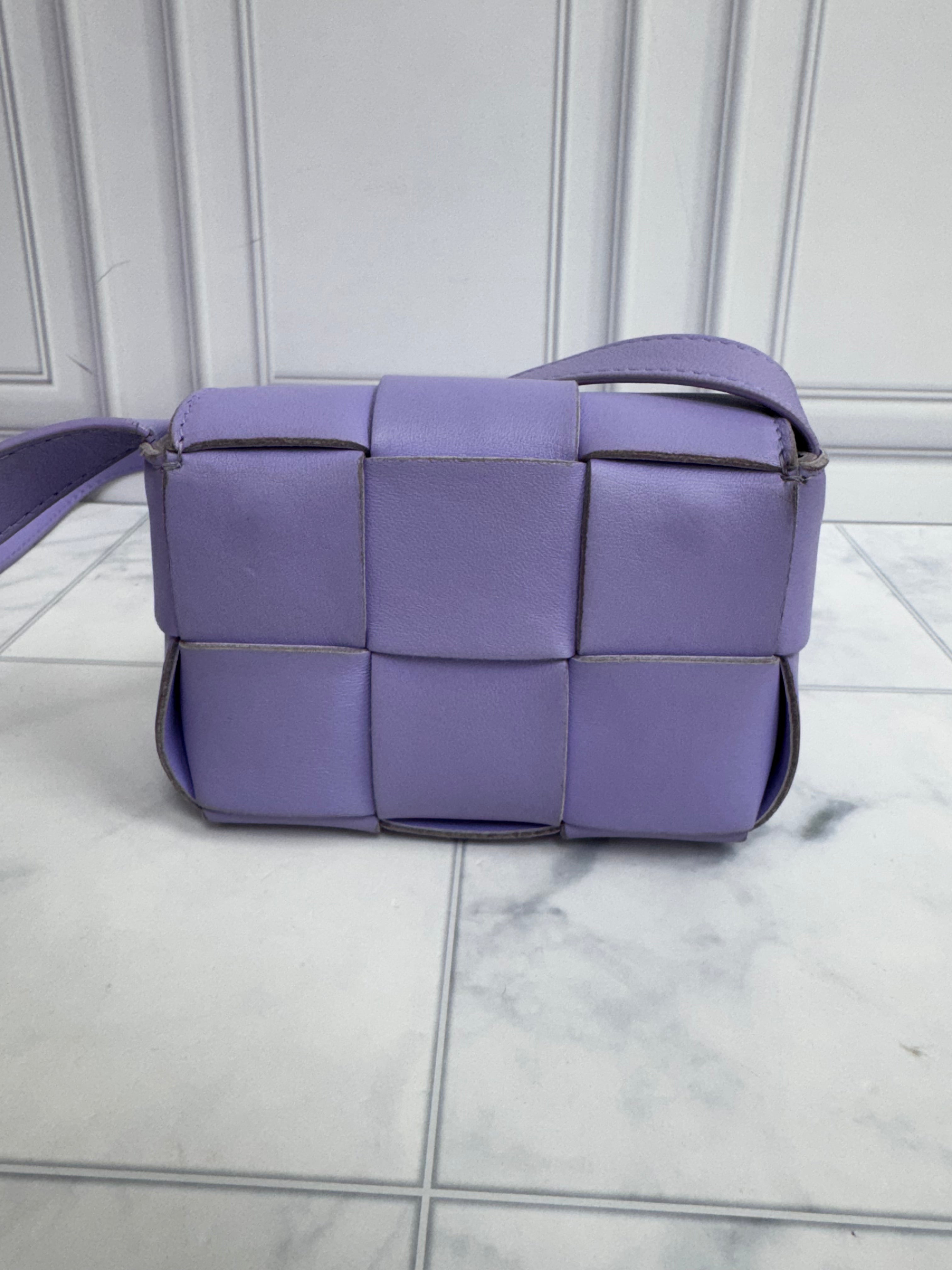 Bottega Veneta Light Purple Intrecciato Leather Mini Cassette Crossbody Bag