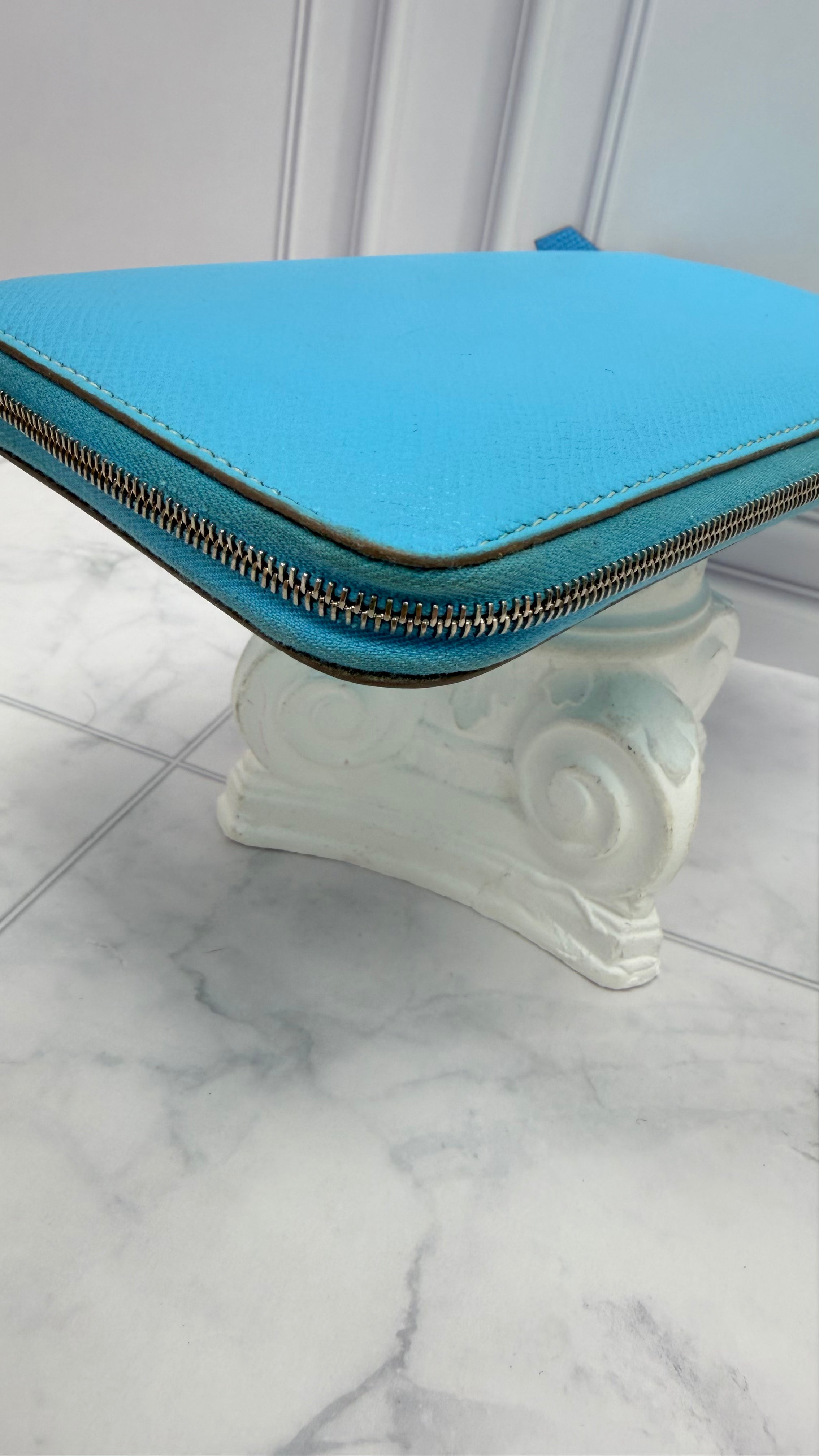Hermes Sky Blue Epsom Leather Zippy Wallet