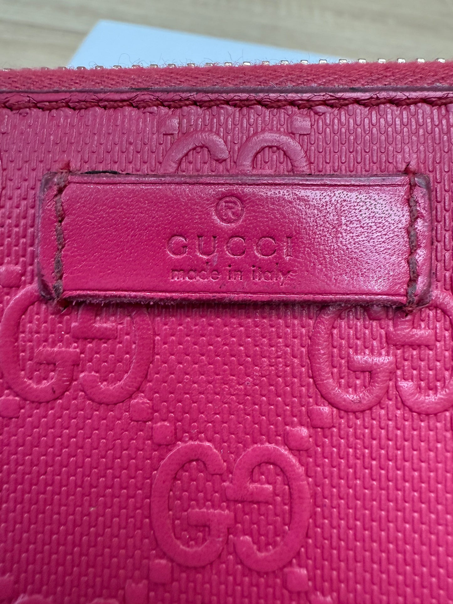 Gucci Pink Leather GG Zippy Wallet