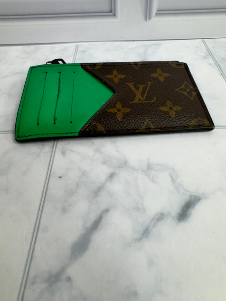 Louis Vuitton Monogram And Green Coin Card Holder