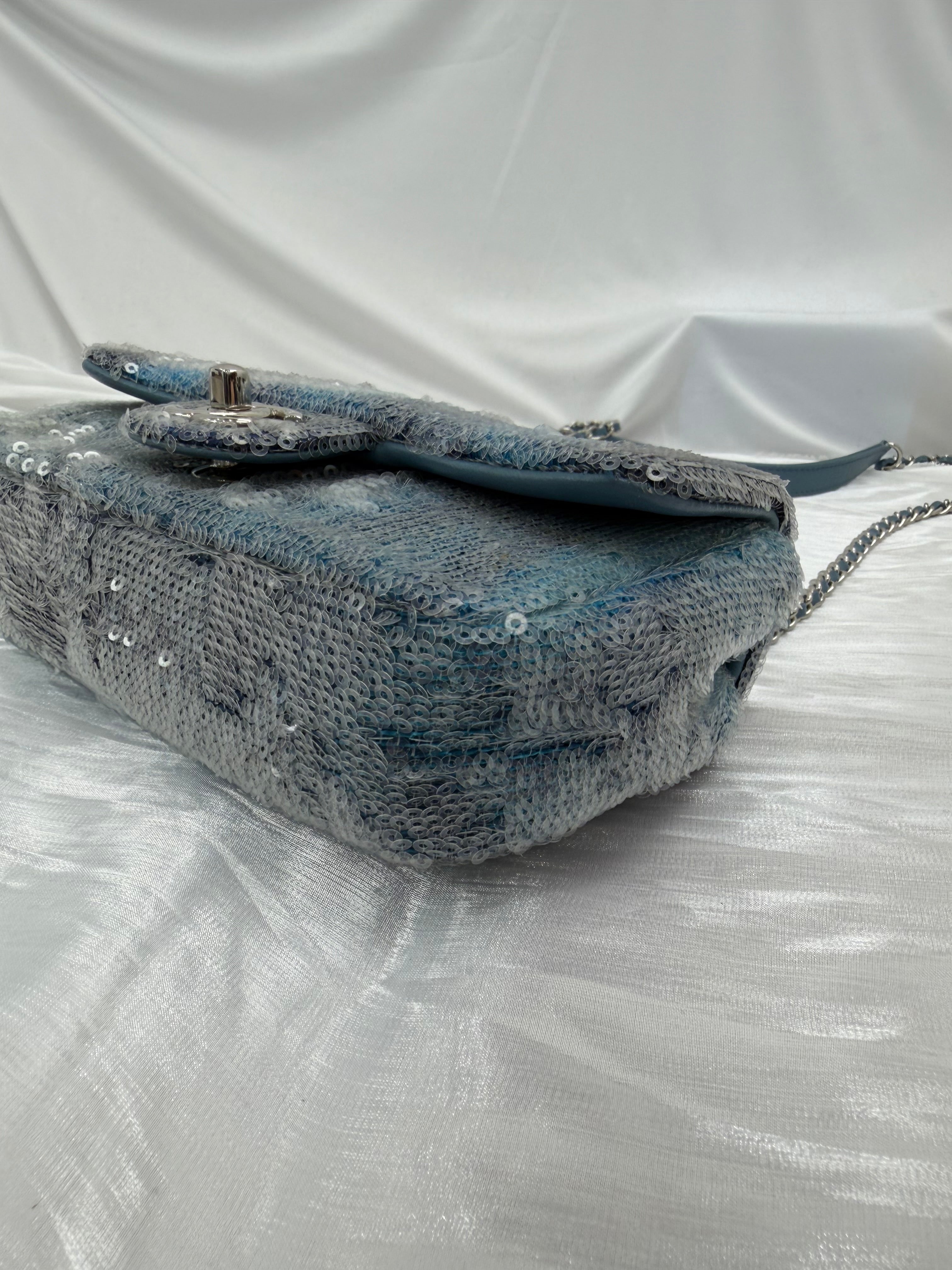 Chanel Blue Sequins Small Waterfall CC Flap Bag