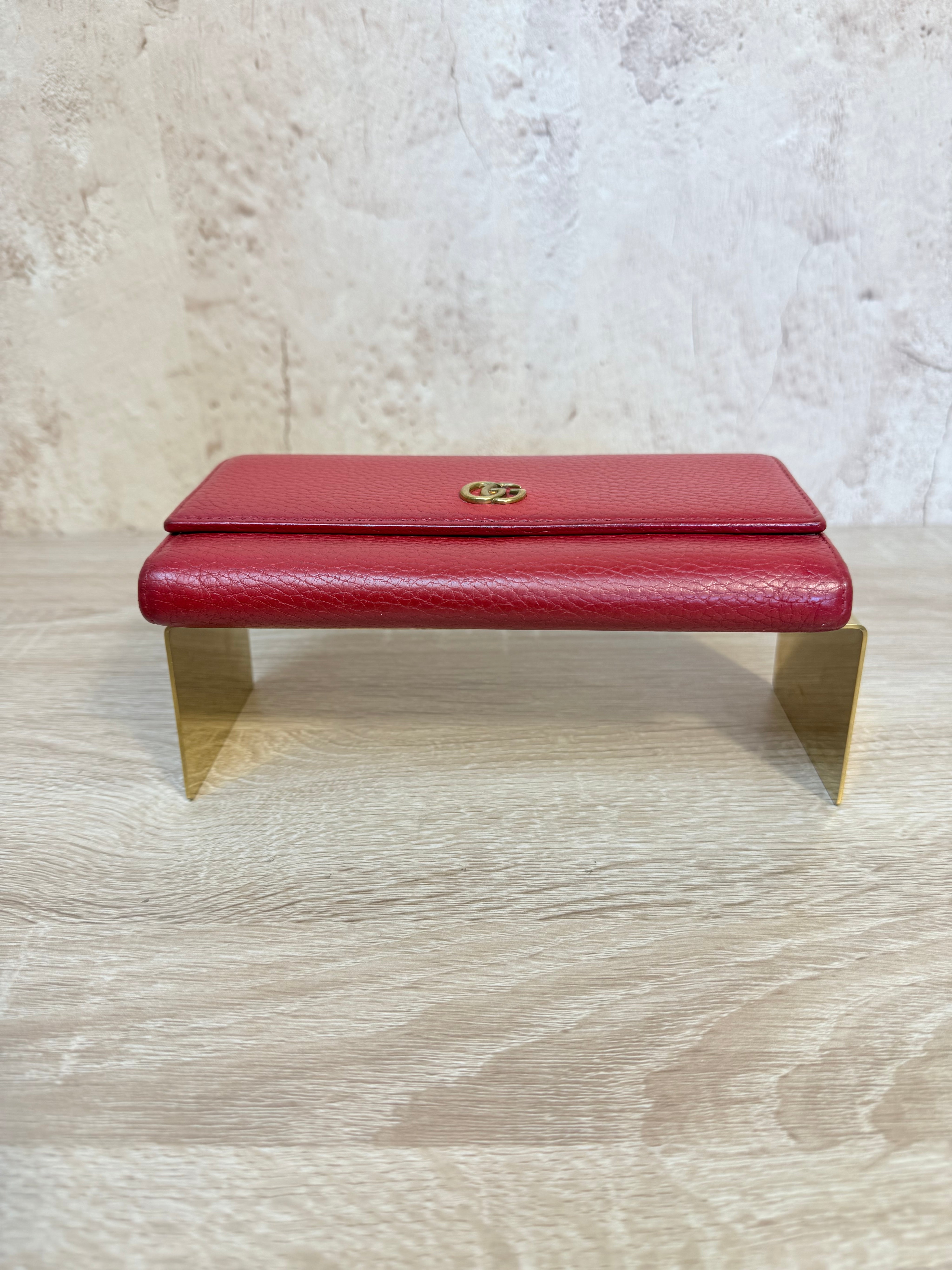 Gucci Red Leather Marmont Long Wallet