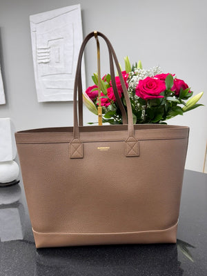 LIKE NEW - Burberry Brown Grained Leather London Medium Tote Bag