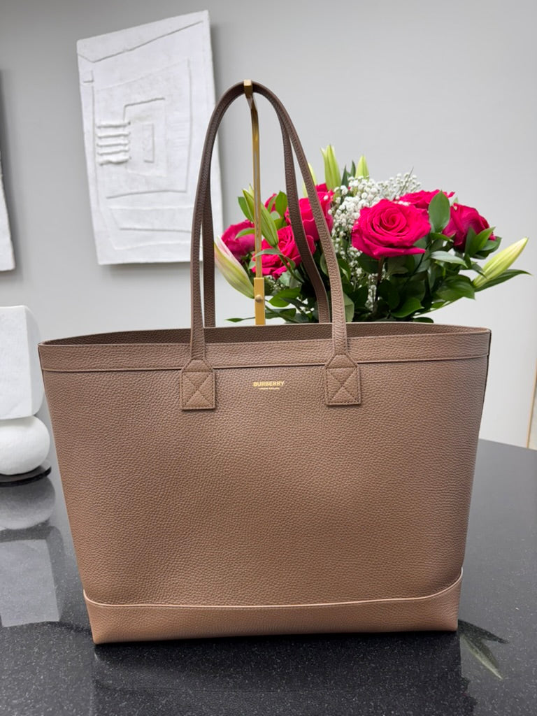 LIKE NEW - Burberry Brown Grained Leather London Medium Tote Bag