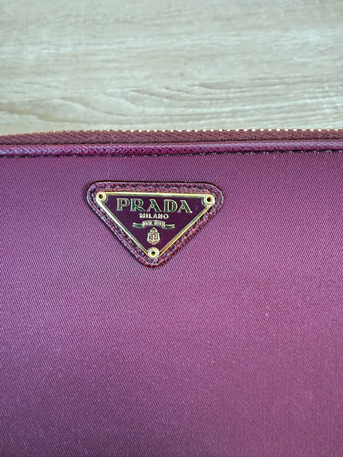 Prada Plum Nylon Zippy Wallet