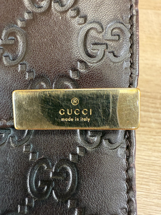Gucci Dark Brown Leather Compact Wallet