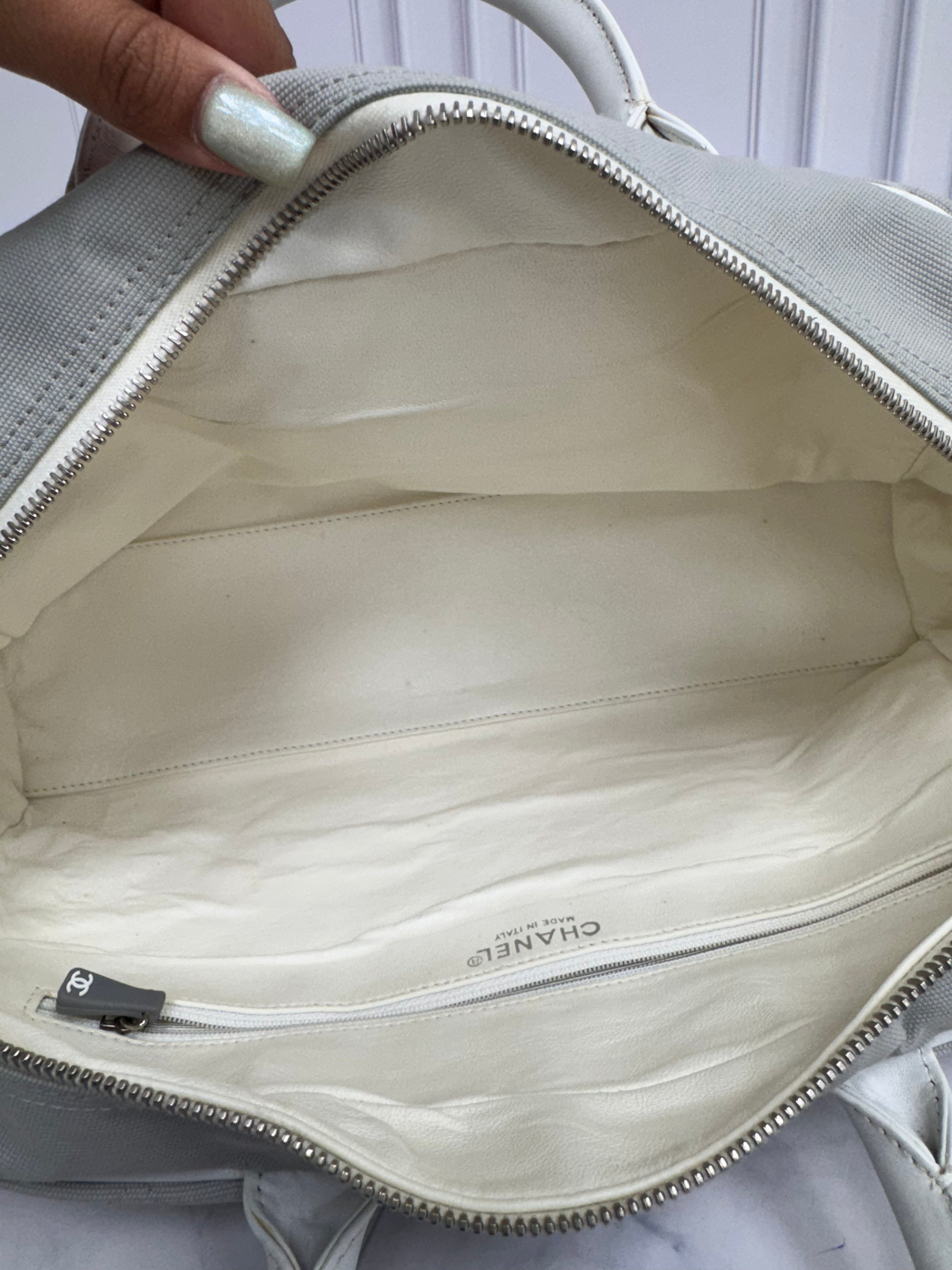Chanel Grey Canvas Sports Line Boston Medium Hand Bag