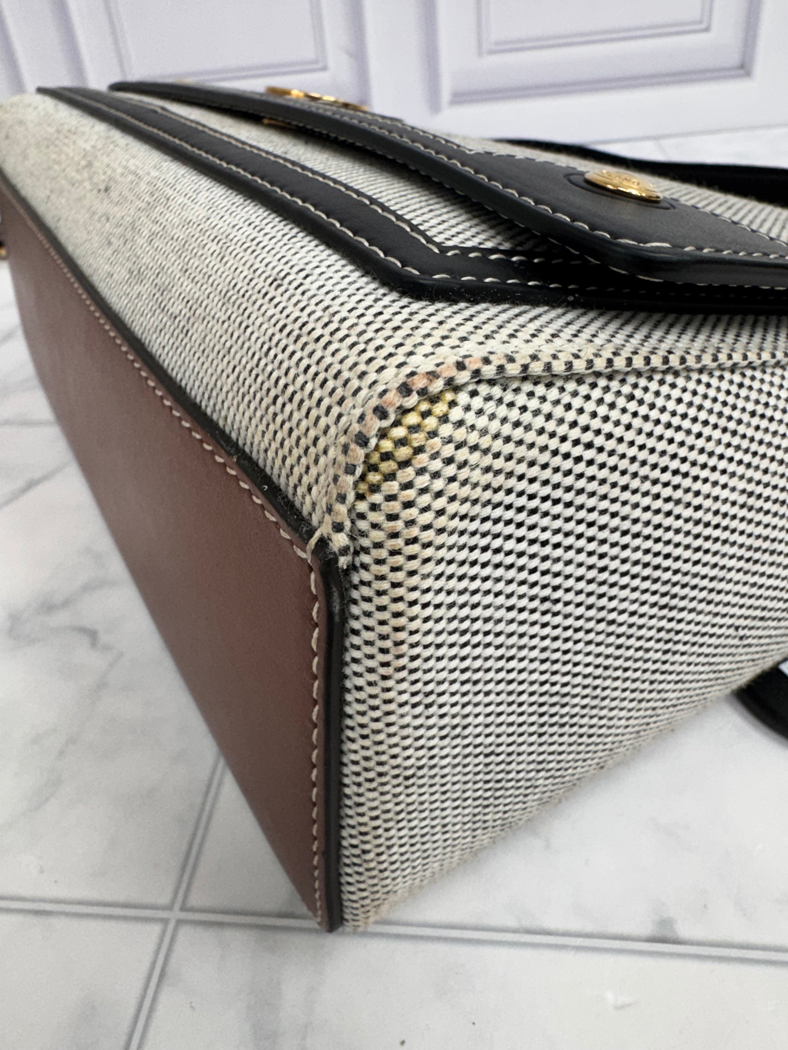 Burberry Grey And Black Print Canvas Horseferry Crossbody Bag