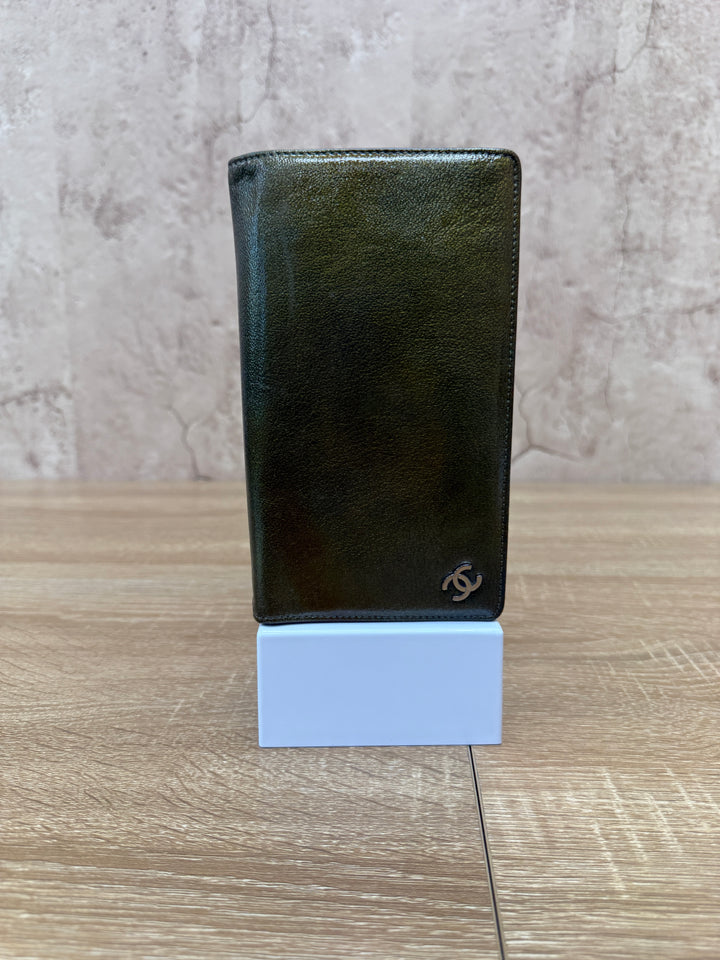 Chanel Green Patent Leather Long Wallet