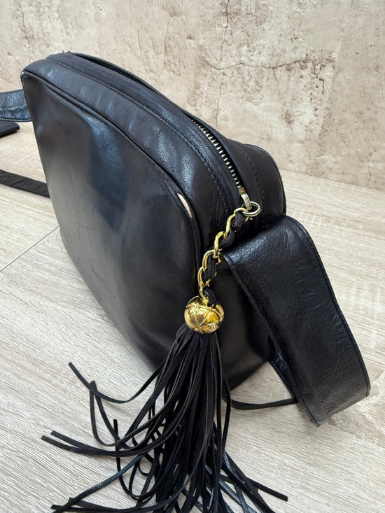 Chanel Black Lambskin Triple CC Tassel Camera Bag