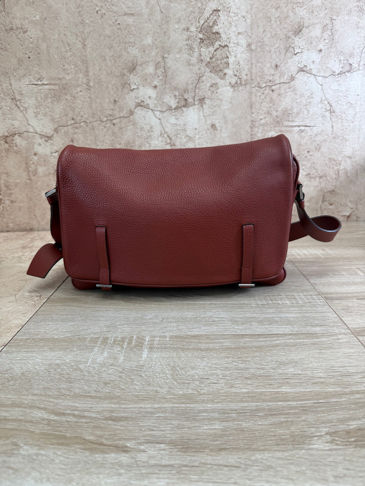 Prada Burgundy Leather Messenger Bag