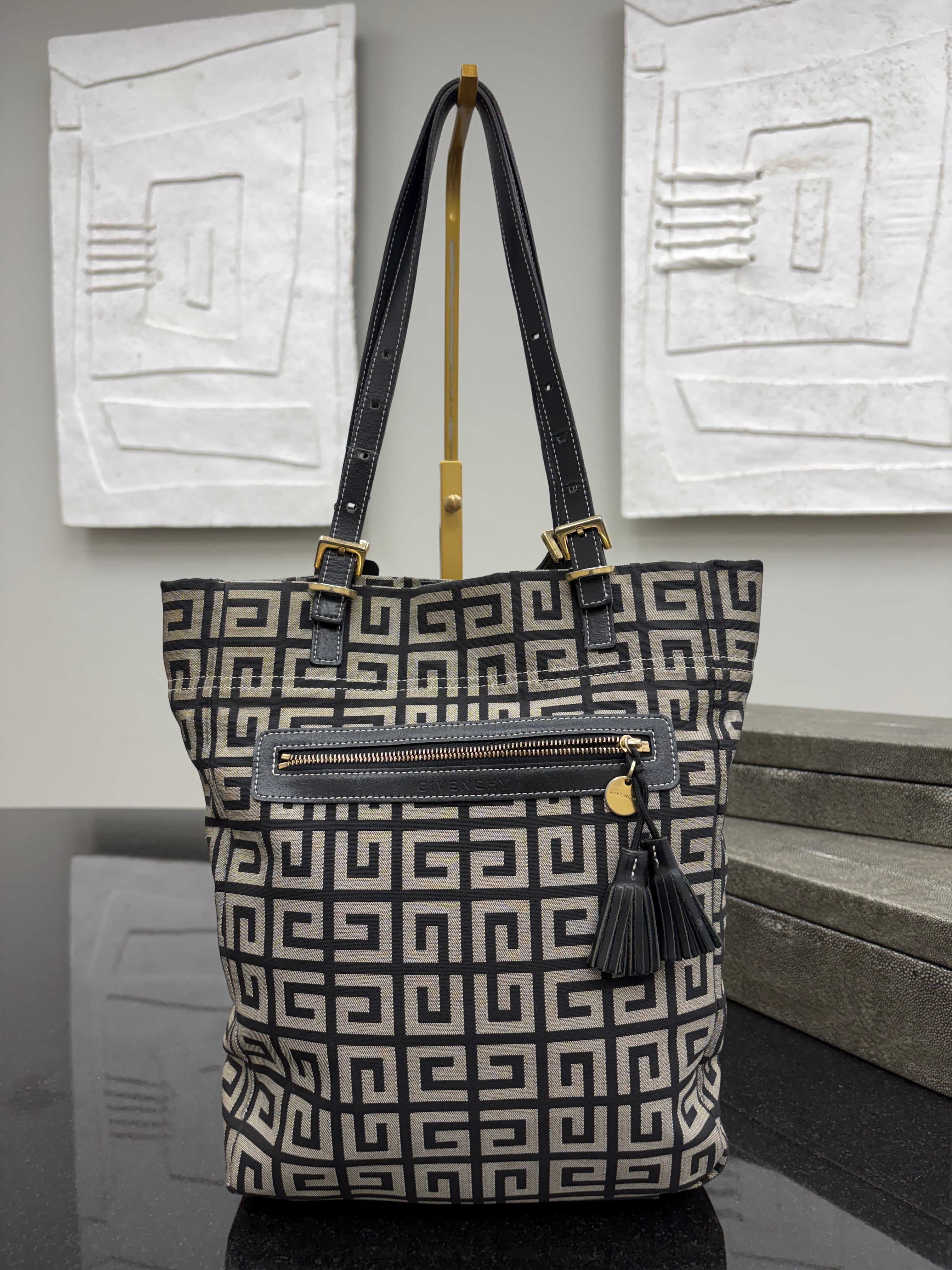 Givenchy Grey & Black Canvas Tote Bag