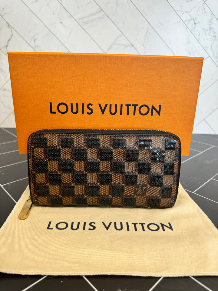 Louis Vuitton Damier Ebene Paillettes Zippy Wallet