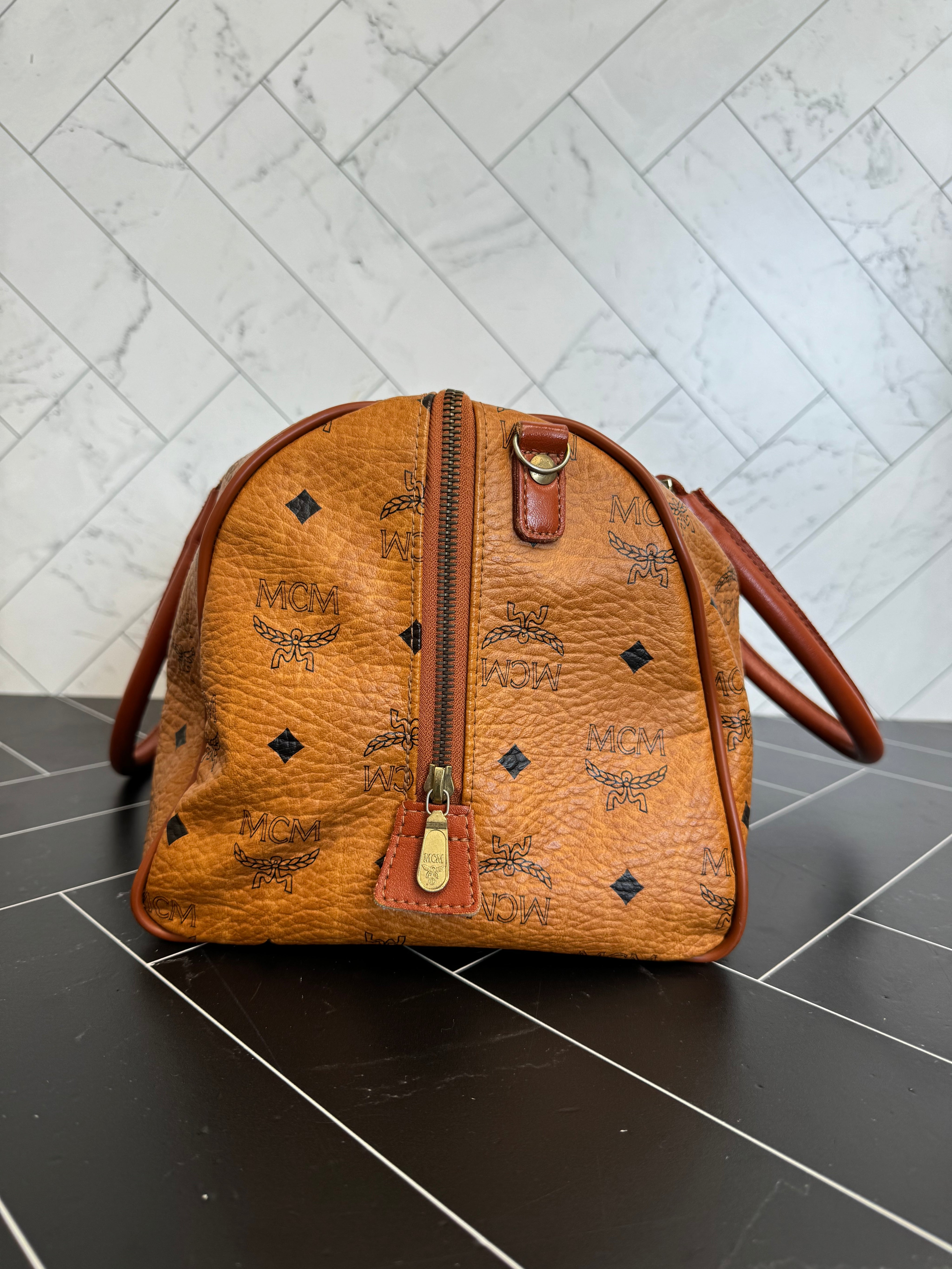 MCM Brown Vicetos Boston Bag