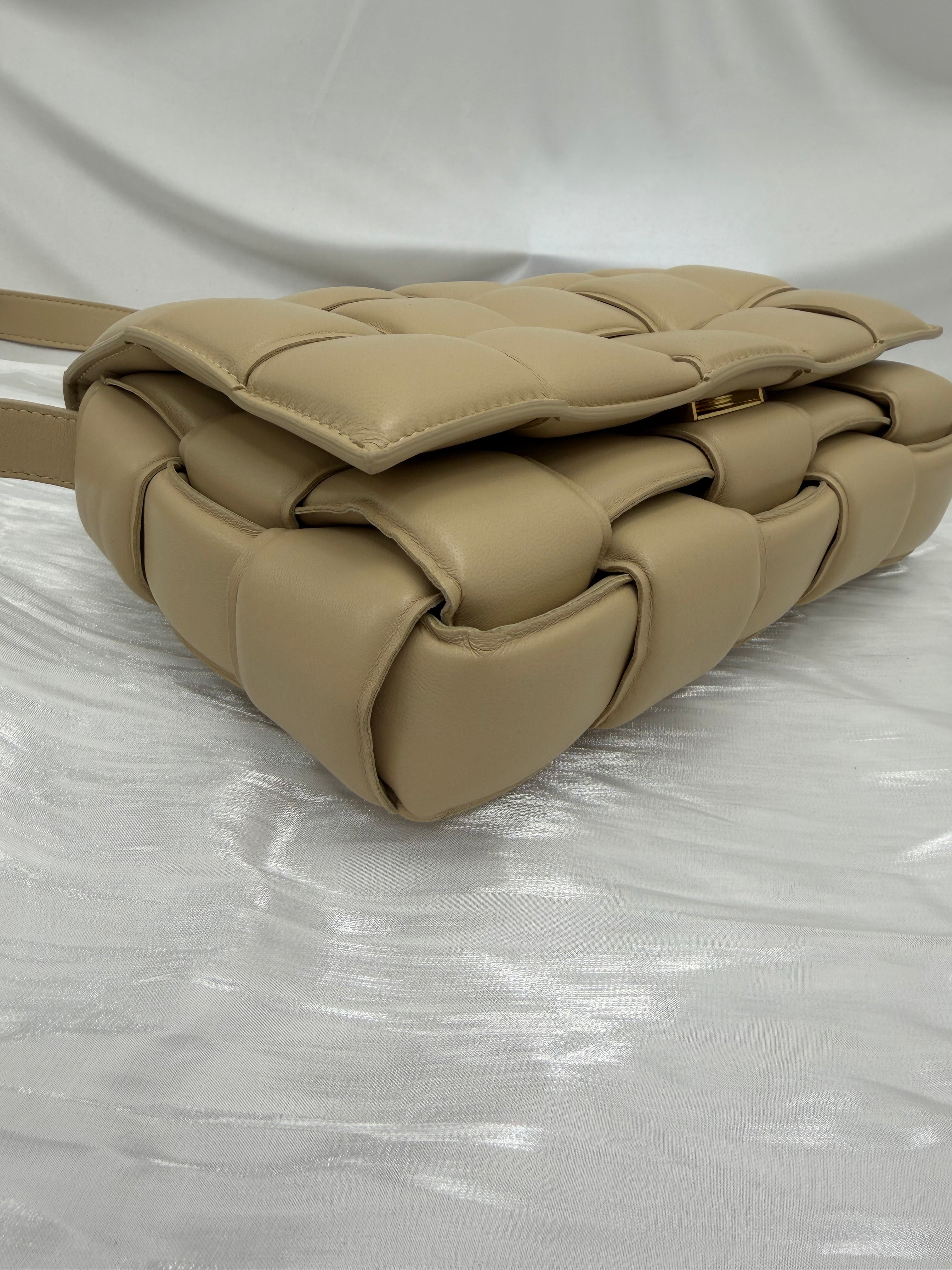 Bottega Veneta Beige Padded Intrecciato Leather Cassette Crossbody