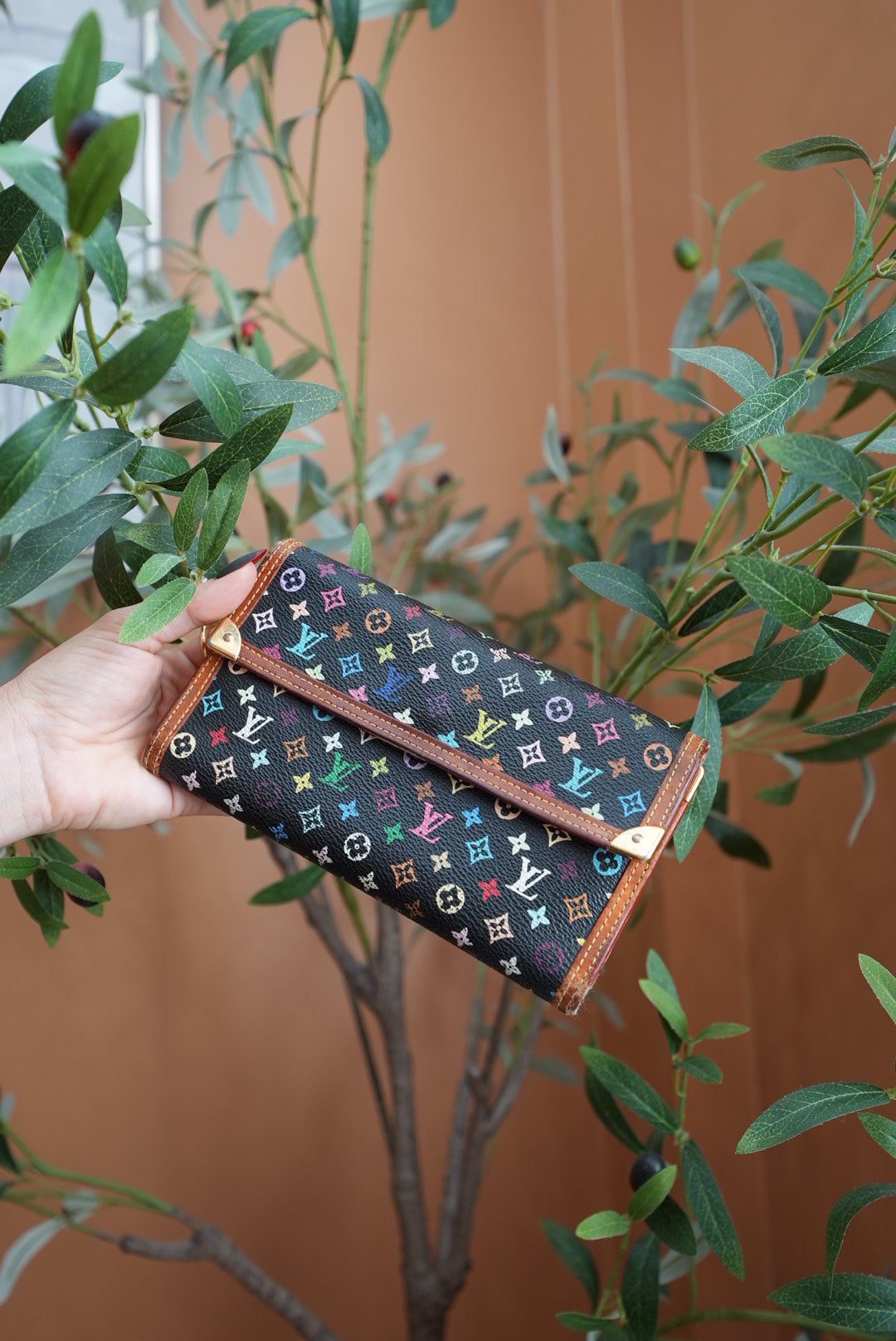Louis Vuitton Monogram Black Multicolore International Wallet