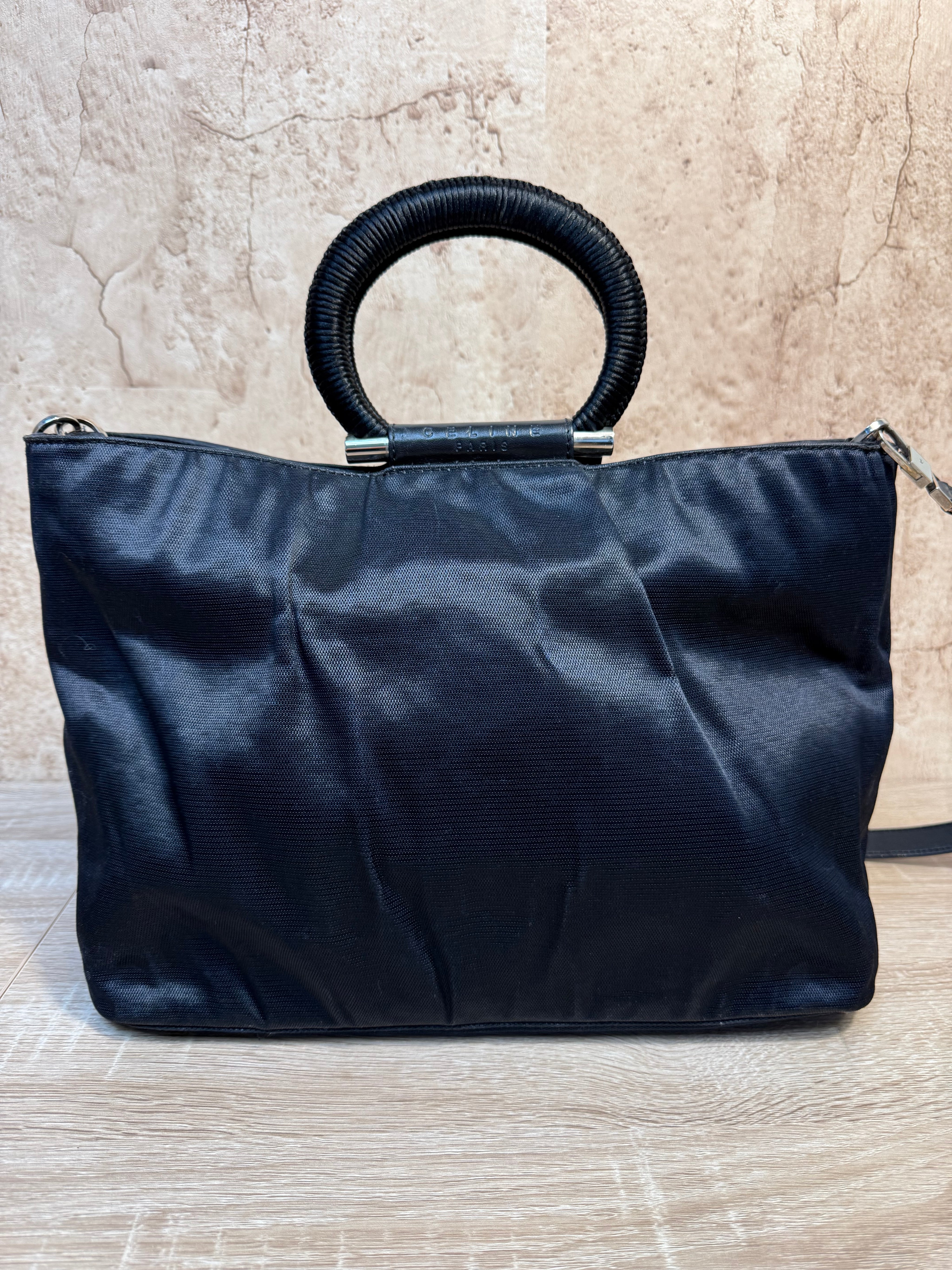 Celine Black Canvas Top Handle 2way Tote