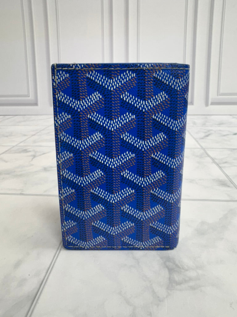 LIKE NEW - Goyard Blue Monogram Leather Saint-Marc Pocket Organizer Compact Wallet