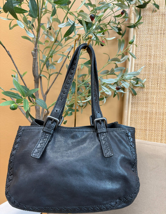 Bottega Veneta Black Intrecciato Leather Tote Bag