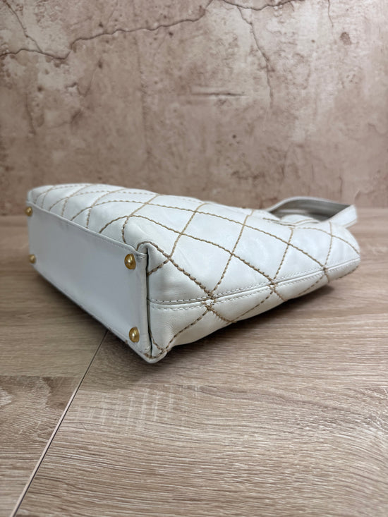 Chanel White Calfskin Wild Stitch Tote Bag
