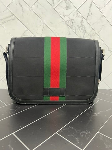 Gucci Prana Black Sherry Line Messenger Bag