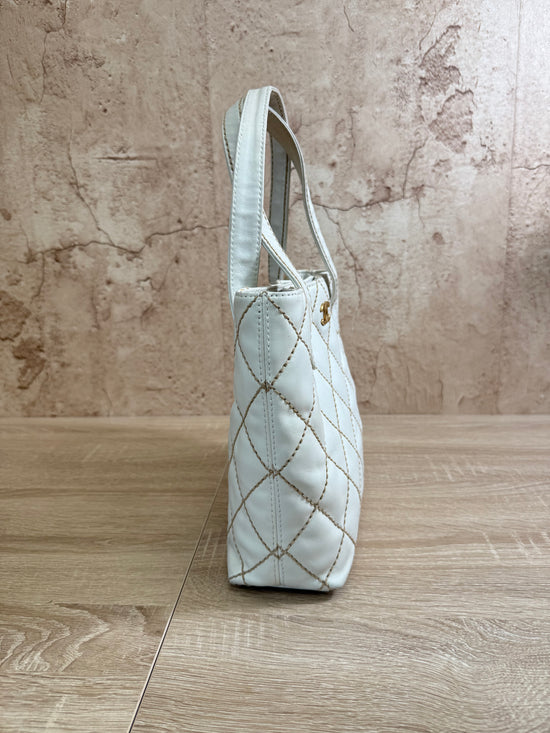 Chanel White Calfskin Wild Stitch Tote Bag