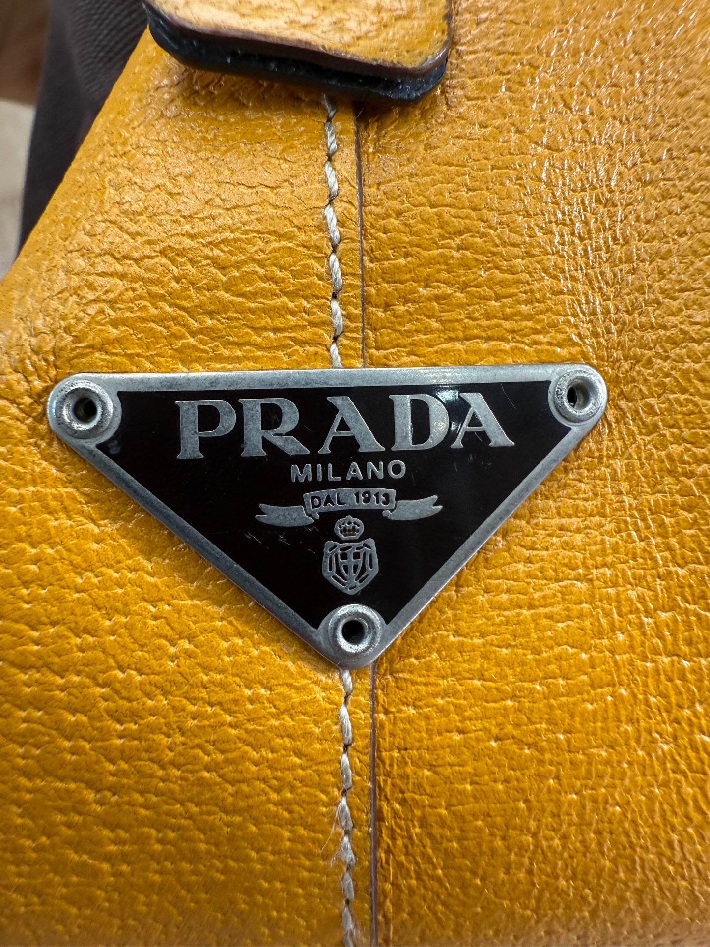 Prada Brown Canvas Canapa Bowler Bag